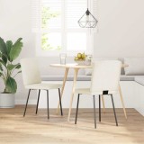 Set 2 Scaune Bucatarie Gossi, Catifea Crem, Cadru Metal/Lemn, 45x54x83 cm, Confortabile, Design Elegant