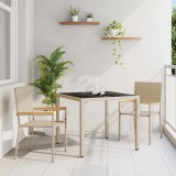 VidaXL Set de masă pentru grădină 3 pcs Bej 90 x 90 x 75 cm poliratan