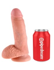Dildo Realistic Cu Testicule King Cock, Natural, 17.8 cm