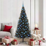 vidaXL Brad de Crăciun cu 300 LED cu suport Negru 180 cm PVC 3396485