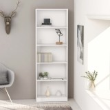 VidaXL Bibliotecă cu 5 rafturi, alb, 60x24x175 cm, lemn prelucrat