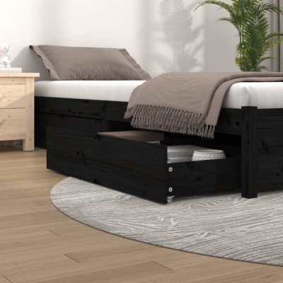 vidaXL Sertare pentru pat, 4 buc., negru, lemn masiv de pin 815003 foto