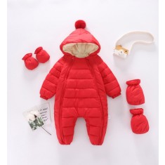 Combinezon rosu din fas pentru copii (Marime Disponibila: 3-6 luni (Marimea 18