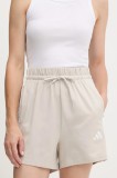 Adidas pantaloni scurți Essentials 3-Stripes culoarea bej, cu imprimeu, high waist, JE1195