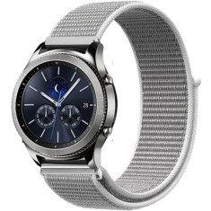 Curea ceas Smartwatch Samsung Galaxy Watch 4, Watch 4 Classic, Gear S2, iUni 20 mm Soft Nylon Sport, White Gray foto