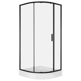 Solid RPS 80 Negru curbat cu o singură ușă cabină de duș cu tavă de duș