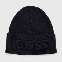 Boss Orange caciula din amestec de lana BOSS ORANGE culoarea albastru marin, din tricot gros