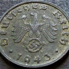 Moneda istorica 1 REICHSPFENNIG - GERMANIA NAZISTA, anul 1943 B * cod 4877 B