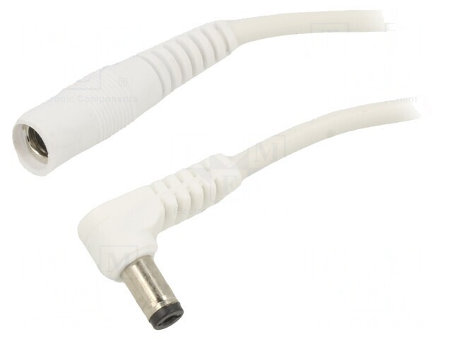 Cablu Alb DC 5,5/2,1 Soclu la DC 5,5/2,5 Mufă &icirc;n Unghi 1x1mm2