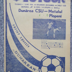 Program meci fotbal Dunarea CSU Galati-Metalul Plopeni 1 Iunie 1986, stare buna