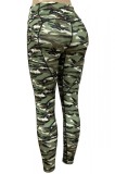 D798-120 Colanti cu talie inalta si imprimeu camuflaj, M, S