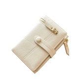 Portofel mic dama, piele PU, cu inchidere bifold, elegant, stil minimalist - Bej, Negru, Roz, Verde, Oem