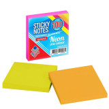 Notes adeziv neon, 75x75 cm, 100 file/set - OFFISHOP