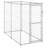 Padoc Caini Exterior Otel Zincat 110x220x180cm, Usa cu Zavor, Cusca Tarcuri Caini, Argintiu