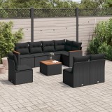 Cumpara ieftin Set mobilier de grădină cu perne, 9 piese, negru, poliratan