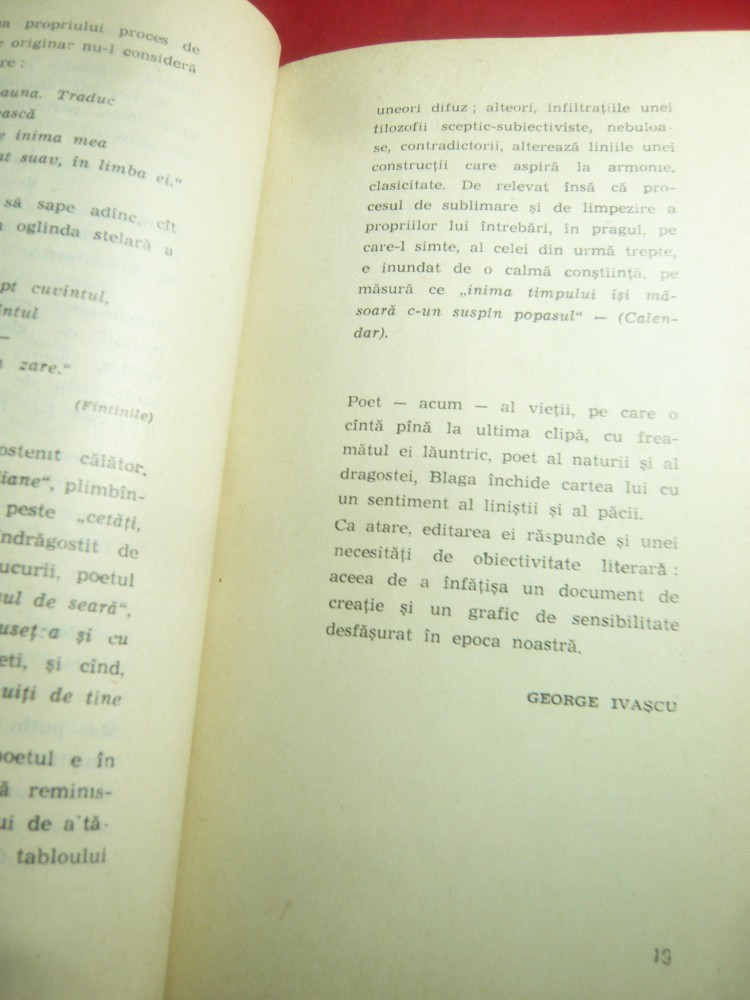 Lucian Blaga - Poezii - Ed. 1962 ,Cuvant Inainte George Ivascu , 216 pag |  Okazii.ro