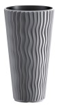 Ghiveci &icirc;nalt cu insertie Sandy Slim 400, gri, model cu valuri verticale