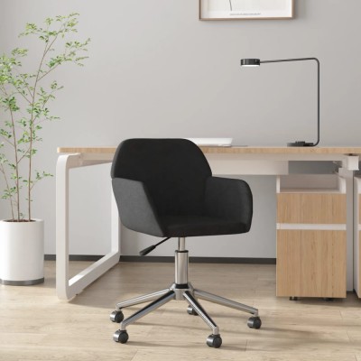 vidaXL Scaun de birou pivotant, negru, material textil foto