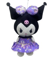 Jucarie Plus Kuromi 20 cm cu rochita mov, jucarie pufoasa
