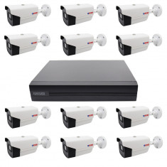 Sistem supraveghere video basic 12 camere Rovision oem Hikvision 2MP, full hd, IR 40, DVR Pentabrid 16 canale