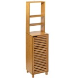 Dulap baie 5Five Sicela cu usa si rafturi, bambus, 38x33x168 cm, natur Household NewTrend