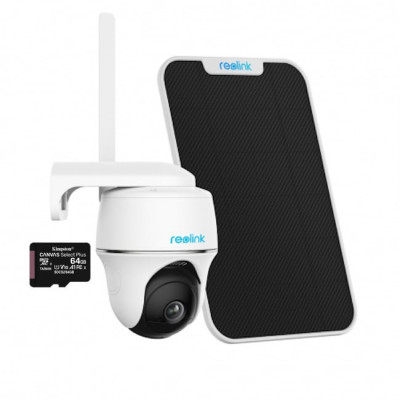 Pachet camera de supraveghere cu Panou Solar si Card MicroSD 64 GB, Reolink Go PT Ultra, rezolutie 4 K foto