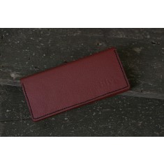 Portofel dama din piele naturala, lucrat si cusut manual, Eva, Handmade, Grena, Produs in Romania