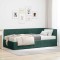 vidaXL Cadru de pat colțar cu saltea Verde &icirc;nchis 100 x 200 cm Catifea 3393870