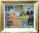 Ana Iliut - Seara muzicala, Ulei/Panza, 44x54 cm, Album Arta, Cu Certificat Autenticitate