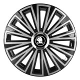 Cumpara ieftin Set 4 Capace Roti pentru Skoda Nou Alb-Negru, model Sunset, R16, SKODA