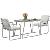 Outsunny Salon de jardin exterior 2 persoane, masă de grădină exterioară cu 2 scaune, 4 perne cadru din oțel gri | Aosom Romania
