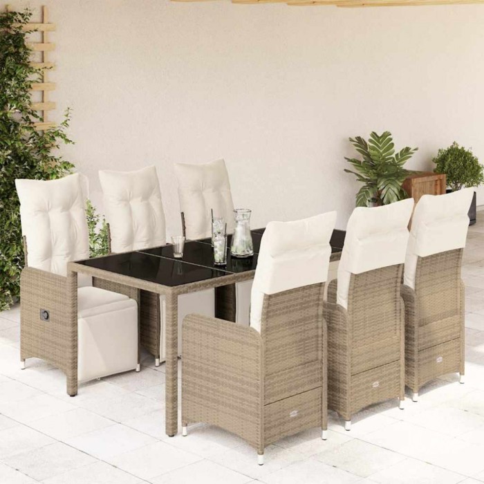 Gossi set bistro de gradina cu perne, 7 piese, maro, poliratan