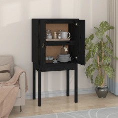 Gossi dulap inalt, negru, 60x40x120 cm, lemn masiv de pin