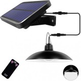 Bec LED Solar cu Incarcare Panou si Telecomanda, 15W, Exterior Camping, Acumulator Inclus, Lumina Alba 6000K