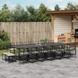 Cumpara ieftin Set mobilier de grădină cu perne, 17 piese, negru, poliratan