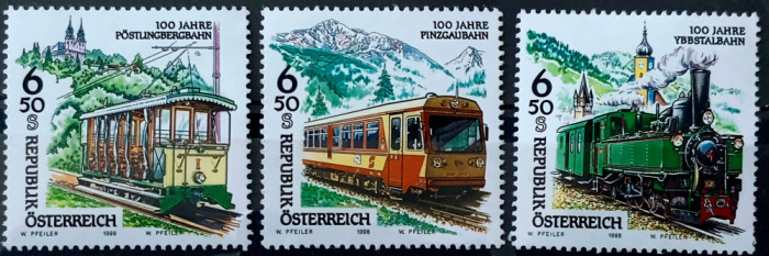 Austria 1998 transporturi tren locomotiva 3v. Nestampilata