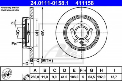 Disc frana VOLVO S40 II (MS) (2004 - 2016) ATE 24.0111-0158.1 foto