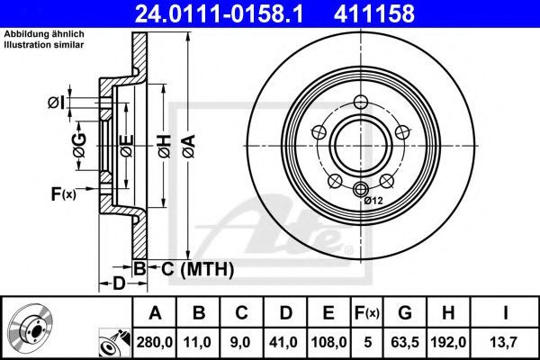 Disc frana VOLVO S40 II (MS) (2004 - 2016) ATE 24.0111-0158.1