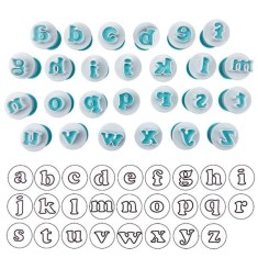 Set Decupatoare cu Piston, pentru Martipan, Biscuiti, Coca, Litere Mici, 26 bucati