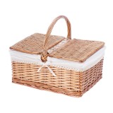 Cumpara ieftin Cos depozitare lemn rachita maro textil crem 44,5 x 34,5 x 37 cm