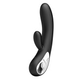 Vibratoare iepuras - Elmer Vibrator Iepuras Negru din Silicon cu Doua Motorase Reincarcabil Design Ergonomic