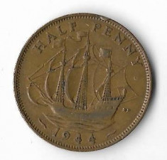 Moneda half penny 1944 - Marea Britanie foto