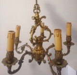 Candelabru antic in stil francez din bronz masiv cu 5 brațe