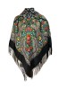Esarfa tip sal cu flori, Dacali, negru, 107 x107 cm, Marime universala