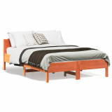 VidaXL Cadru de pat cu tăblie, maro ceruit, 140x190 cm, lemn masiv pin