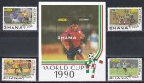 Ghana 1990 - Cupa Mondială de fotbal - Italia, Serie scurta + Colita, MNH