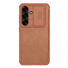 Husa Samsung Galaxy S25 Nillkin Qin Pro Leather Case, maro foto