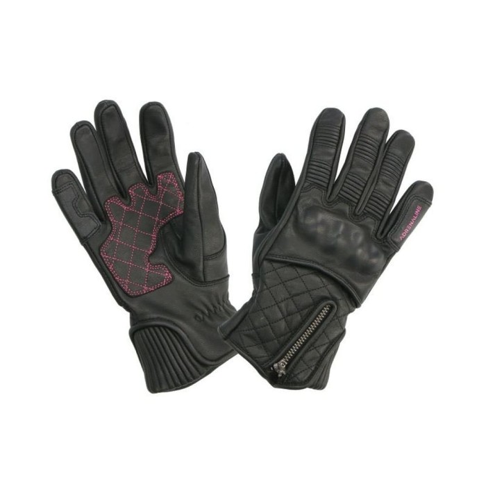 Manusi moto dame piele Adrenaline Orchid, negru/roz, marime XS