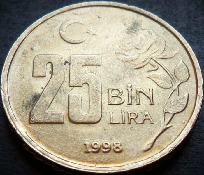 Moneda 25000 LIRE (25 BIN LIRA) - TURCIA, anul 1998 * cod 1140