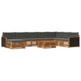 vidaXL Set de canapele de exterior cu pernă 9 pcs Natural și Antracit 3383735